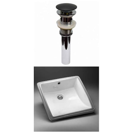 17 W CUPC Square Undermount Sink Set In White, Black Hardware, Overflow Drain Incl.